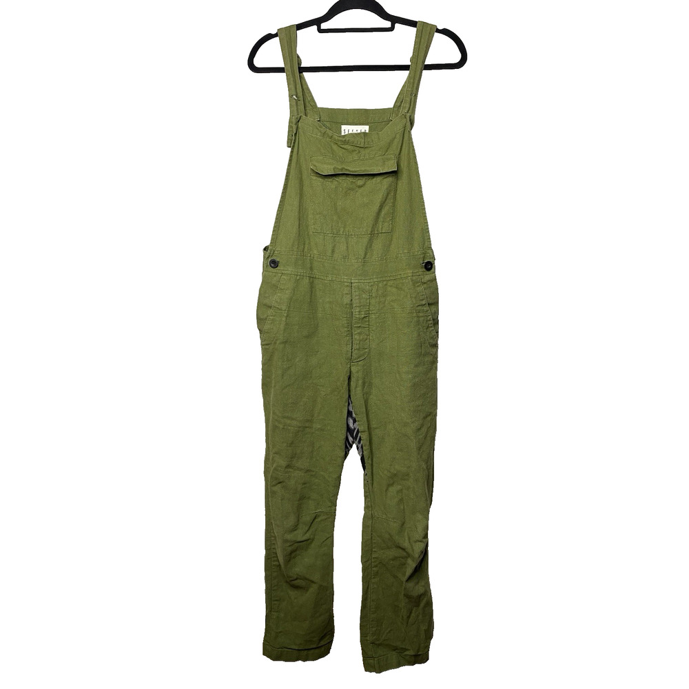 SEEKER Overalls Green Hemp Organic Cotton Women's 30 / 6 USA Made Boho Utility